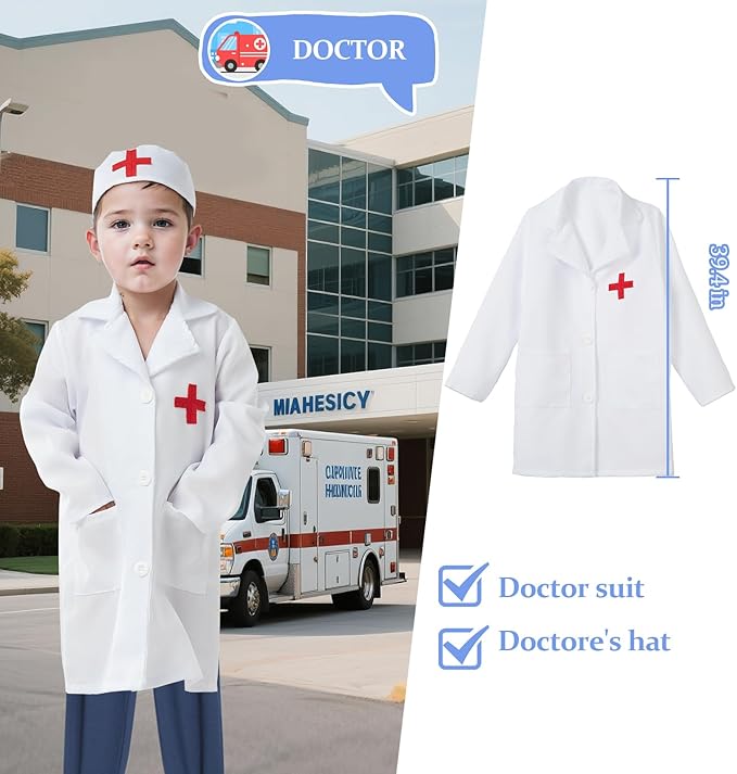 Homyrium Toddler Dress Up Clothes Boys Costumes 6 Set - Astronaut/Doctor/Fireman/Policeman/Construction for Age 3-8