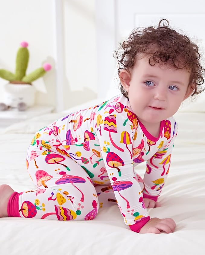 Bamboo Viscose Toddler Girls Kids Pajamas Unicorn Mermaid Pjs Long Sleeve Snug fit 12M-8Y 2pcs Soft Jammies