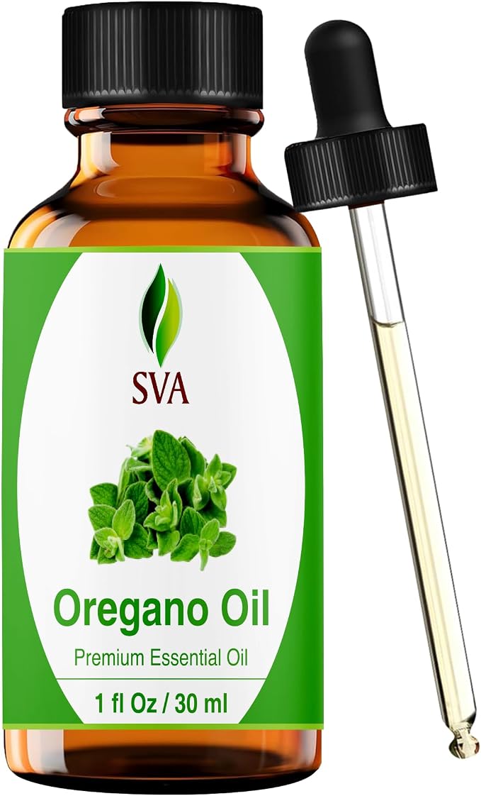 SVA Oregano Essential Oil 1 Fl Oz – for Diffuser, Skin & Hair Care – Ideal for Massage & DIY Blends – with Dropper