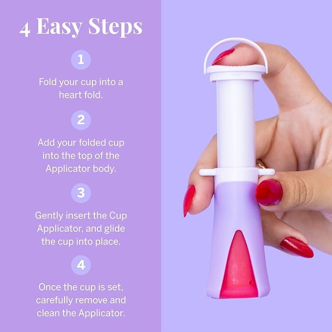Pixie Menstrual Cup Applicator - Inserts Like A Tampon - Every Woman Can Now Use Period Cups - Perfect for Long Nails - Self Sanitizer TPE Properties - Travel Case (Cup Applicator)