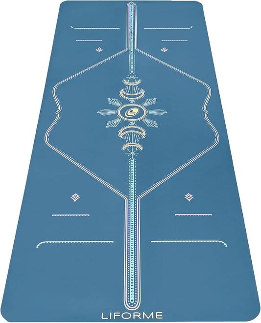Liforme Printed Yoga Mat Collection - Free Yoga Bag Included - Patented Alignment System, Warrior-like Grip, Non-Slip, Eco-friendly, Sweat-resistant, Long, Wide and Thick for Comfort