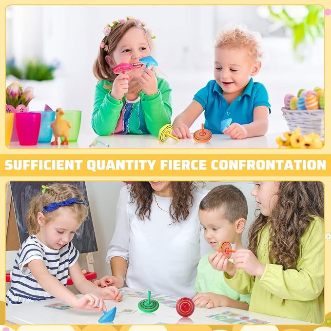 Lenwen 200 Pcs Wooden Spinning Top Colorful Rainbow Gyroscope Novelty Educational Spinning Toy Painted Spinner for Kindergarten Family Games Party Favors Gifts for Girls Boys