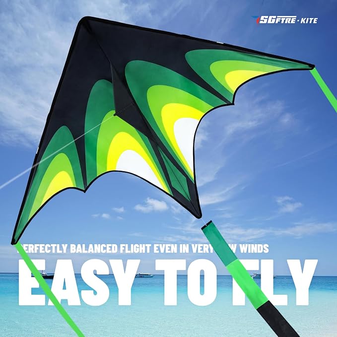 SGftre Delta Kite Easy to Fly,Single Line String with Tail for Beach Flying Kites for Kids and Adults Kites Outdoor Trip Park Family Game (Skyward Prairie 3-Piece Set)