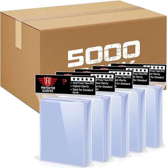 5000 Counts Card Sleeves for Trading Cards, Soft Clear Baseball Card Sleeves Plastic Card Protector for MTG, Football Cards, Sports Cards, Game Cards