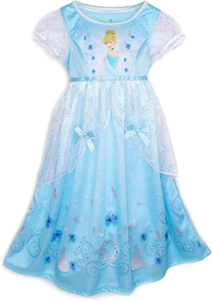 Disney Girls' Princess Dress Nightgown, Fantasy Gown, Soft & Cute Pajamas for Kids