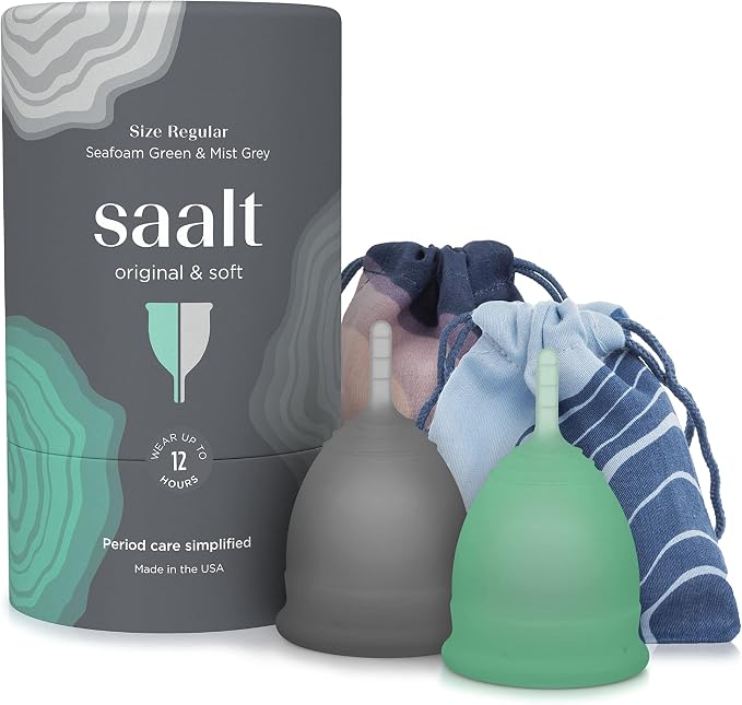 Saalt Twin Pack - Reusable Medical-Grade Silicone Period Cup - Wear for 12 Hours - Saalt Soft & Original Firmness (Regular)