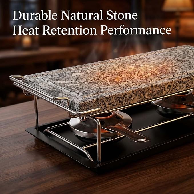 Artestia Hot Stone Steak Cooking Set, Stone Plate with Tray & Rack | Natural hot stone retains heat for even cooking, keeping steak sizzling longer for restaurant-style meals at home or BBQs