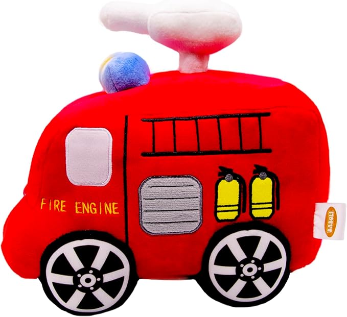 BABOLI Soft Fire Engine Stuffed Special Vehicle Plush Fire Truck Cuddly Rescue Vehicle Toy Sweet Gifts for Kids Present for Birthday or Stuff Collection 10 Inches (Fire Engine)