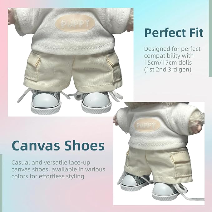 17cm Dolls Shoes, Lace-Up Canvas Sneakers Mini Shoes for 17cm Dolls, Fingerboard Shoes, Mini Finger Shoes, Clothing Accessory for 6.7in Dolls (1 Pair of Blue)