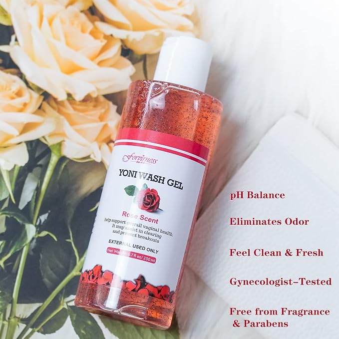 forvirness Feminine Wash with Cleaning Factor- Clean, pH Balance for Women, Rose Yoni Wash, 6.7 fl.oz Intimate Cleanser