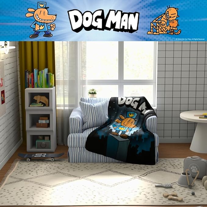 Franco Dog Man Supa Book Kids Bedding Super Soft Cozy Plush Throw, 46 in x 60 in, (Officially Licensed Product)