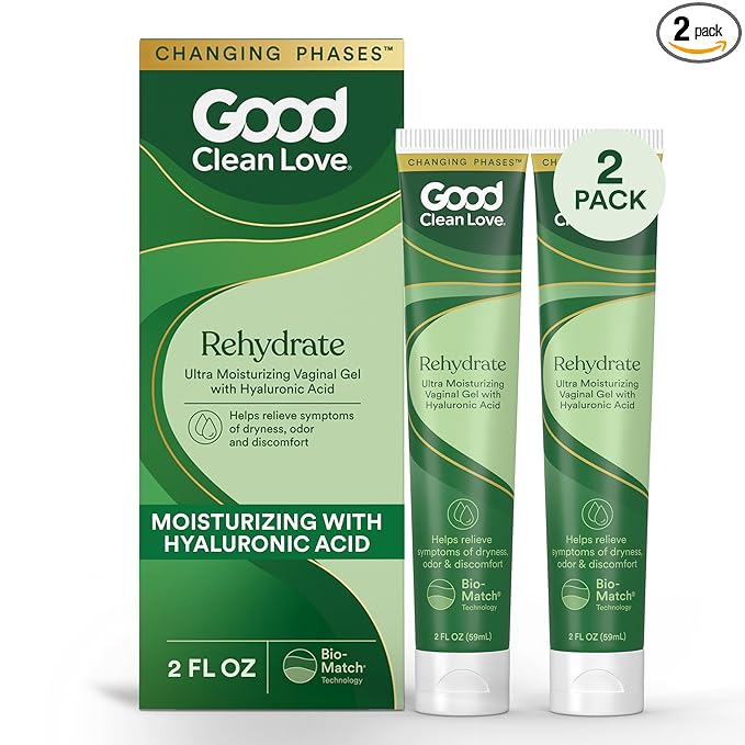 Good Clean Love Rehydrate Ultra Moisturizing Vaginal Gel, 2 Oz (2-Pack) | Water-Based, Ultra-Moisturizing Vaginal Gel With Hyaluronic Acid. Long-Lasting Relief From Dryness & Discomfort. Ph-Balanced