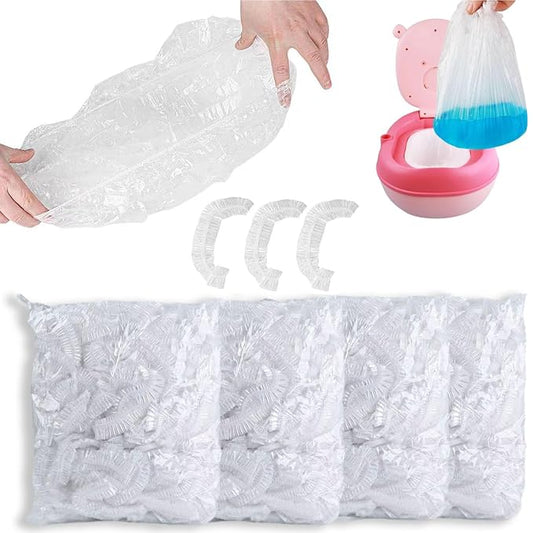 OULIGET Potty Chair Liners with Elastic, Portable Potty Training Bags, Potty Refill Liners Disposable for Toddlers Kids and Baby,Toilet Seat Cover,17x8Inches,Clear 400pieces