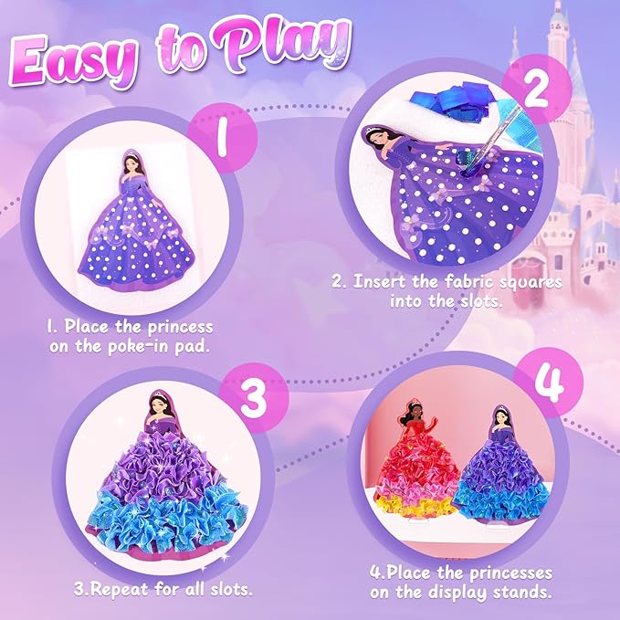 ZOOI Poke Art Kits, Arts and Crafts for Kids Girls Ages 8-12, Pretty Pretty Princess Game, Poke in Crafts for Girls 8-12, Birthday Gifts for 4, 5, 6, 7, 8 Year Old Girl Toys Age 6-8 Art Kits