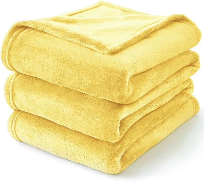 BEDELITE Fleece Blanket Soft Plush Twin Size Blanket Light Yellow 60"x80" | Ultra Soft Fleece, Plush Microfiber, Lightweight Warmth, All Season Comfort, Fade Resistant, Machine Washable, Couch Sofa Bed