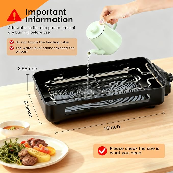 Electric Indoor Grill 1700W 2 in 1 Smokeless Griddle Grill Pan for Kitchen | Temperature Setting Inside Countertop Korean BBQ Grill with Grilling Net & Non-Stick Removable Griddle Plate and 3 Cheese Pan
