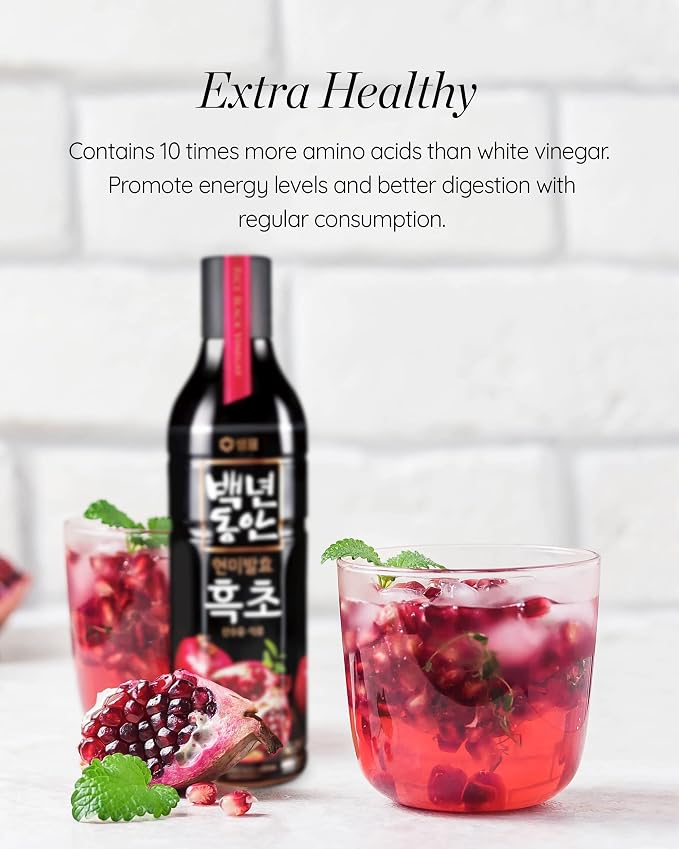 Sempio Rice Black Vinegar Drink: Pomegranate, Vegan, 30.4 fl oz | Naturally Fermented Brown Rice Vinegar Concentrate, No Added Sugar, Mix for Beverages, Salad Dressings, Marinades & Sauces