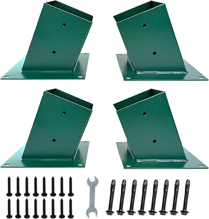 A-Frame Swing Brackets, 4x4 Base 4 Pcs (Inner Size 3.6"x3.6") - Heavy Duty Swing Support for Wood and Concrete Floor, Corrosion-Resistant Metal Powder Coated