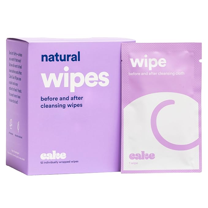 Hello Cake Sex Wipes - Individually Wrapped, Organic Flushable Wipes for Adults - Hypoallergenic, pH-Balanced, Hygiene Wipes for Women, Men and Couples (12 Count Bag)