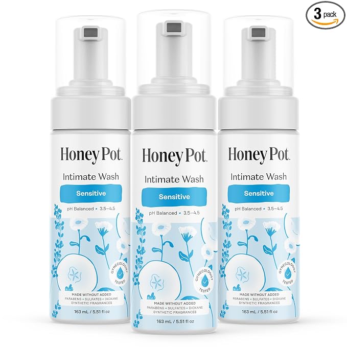 The Honey Pot Company - Feminine Wash - Sensitive - pH Balanced, Herbal Infused Plant-Based Feminine Care for Sensitive Skin - Daily Intimate Cleanser for Women - 5.51 Fl Oz (Pack of 3)