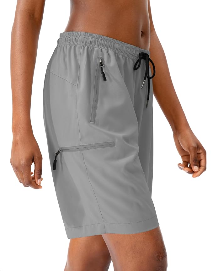 SANTINY Women's 5''/ 7''/9'' Hiking Cargo Shorts Quick Dry Lightweight Summer Shorts for Women Athletic Golf Zipper Pockets