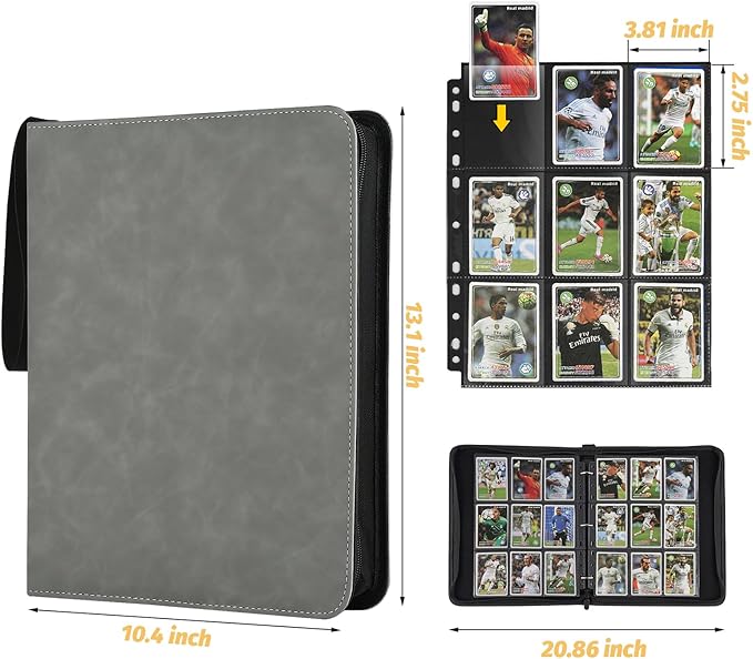 GERMUN Trading Card Binder, Premium 9 Pocket Card Binder, 720 Double Sided Pocket PU Collection Binder, Collector Album, Card Holder for MTG, TCG, Sports Cards (Marble Grey)