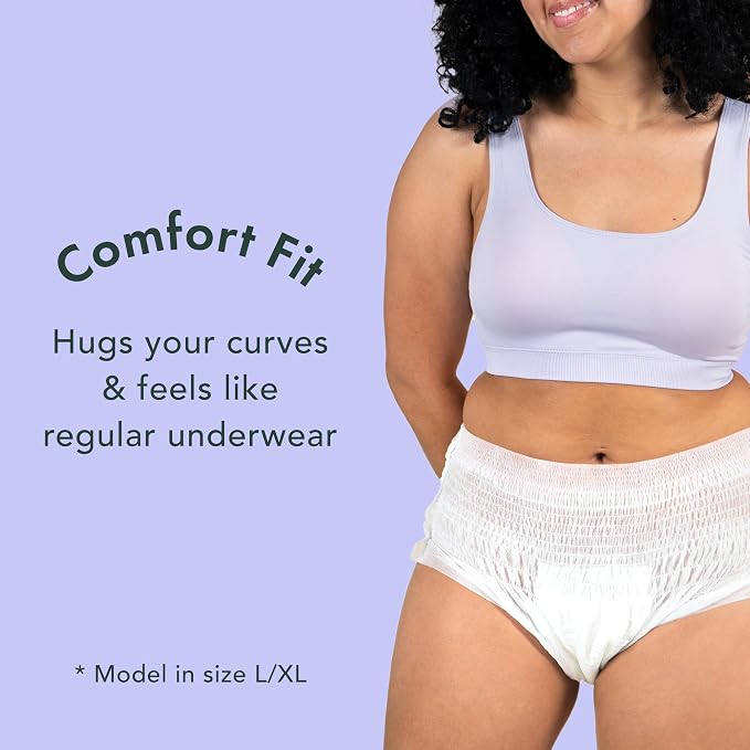 Rael Disposable Underwear for Women, Organic Cotton Cover - Postpartum Essentials, Leak Locker, Unscented, Maximum Coverage (Size L-XL, 20 Count)