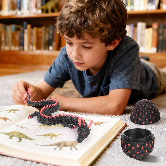 12-inch 3D Printed Dragon Eggs, Glow in The Dark Fidget Toys for Kids & Adults, for Home Office Desk Decor (Dark Pink, Pcs, 1)