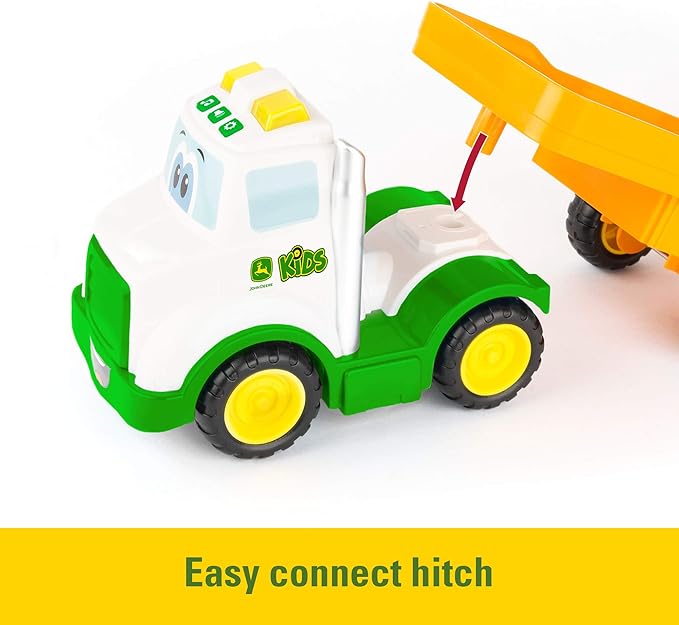 TOMY John Deere Lights & Sounds Farmin' Friends Hauling Set - Includes Toy Truck and Backhoe Tractor Toy for Indoor and Outdoor Play - Preschool Toys Ages 18 Months and Up
