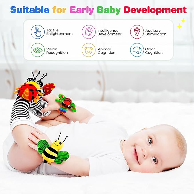 Baby Toys 0-6 Months: Baby Rattles 0-6 Months Infant Toys Baby Wrist Rattle Socks for 6-12 Month Baby Boy Girl Gifts Valentines Day Gifts for Kids