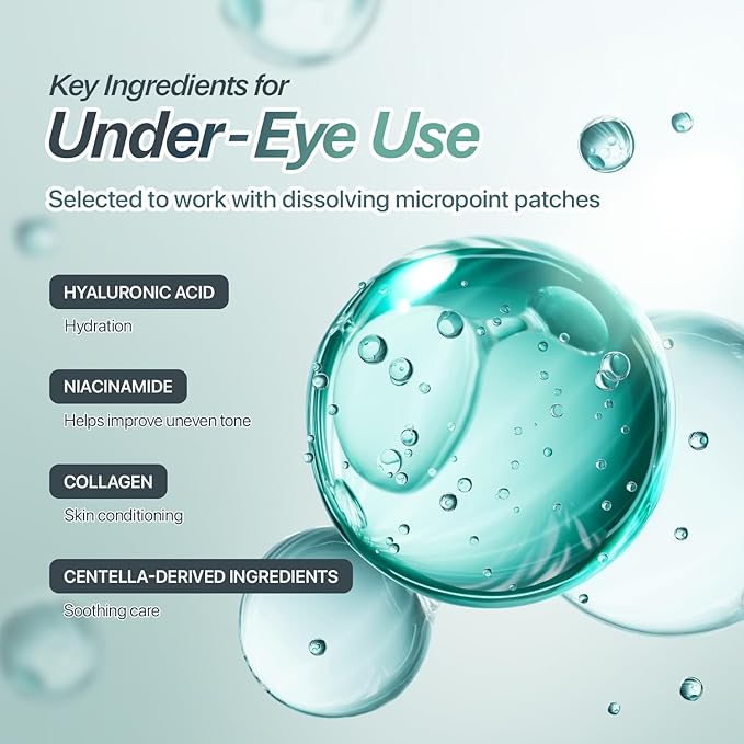 CHARDE Under Eye Patches for Puffiness & Eye Bags – Dissolving Microneedle Eye Patch with Micropoints, Bakuchiol, Hyaluronic Acid & Niacinamide – Korean Skincare Eye Mask for Dark Circles (8 Pairs)