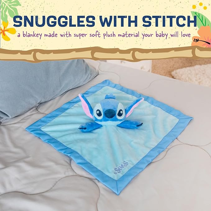 Kids Preferred Disney Baby Lilo and Stitch 12 Inch Stitch Baby Lovey Security Blanket Snuggle Toy Stuffed Animal for Newborn Infants and Babies