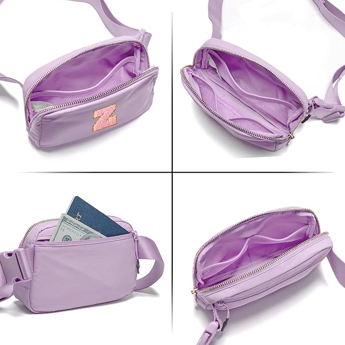 Gitus Initial Belt Bag Fanny Pack Crossbody Bag for Girls Birthday Gifts Age 8-10 Teen Girl Gifts Trend Stuff Personalized Letter Gifts for Daughter Sister (Lavender-Z)