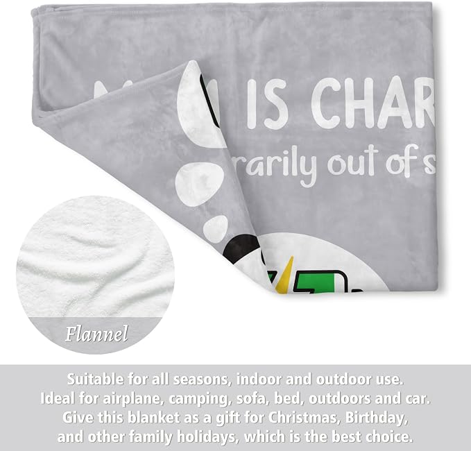 Craftique Mom Birthday Gifts, Funny Gifts for Mom- Mom's Charging Blanket | Mom Gifts for Women from Daughter Son Husband, Super Soft Blanket Throw for Napping Travel, 60”×50”