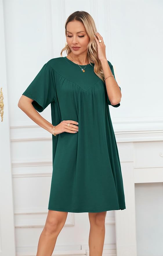 VintageClothing Nightgowns for Women Soft House Dresses Sleepshirts Short Sleeve Sleepwear Night Dress Moo Moo Nightgown