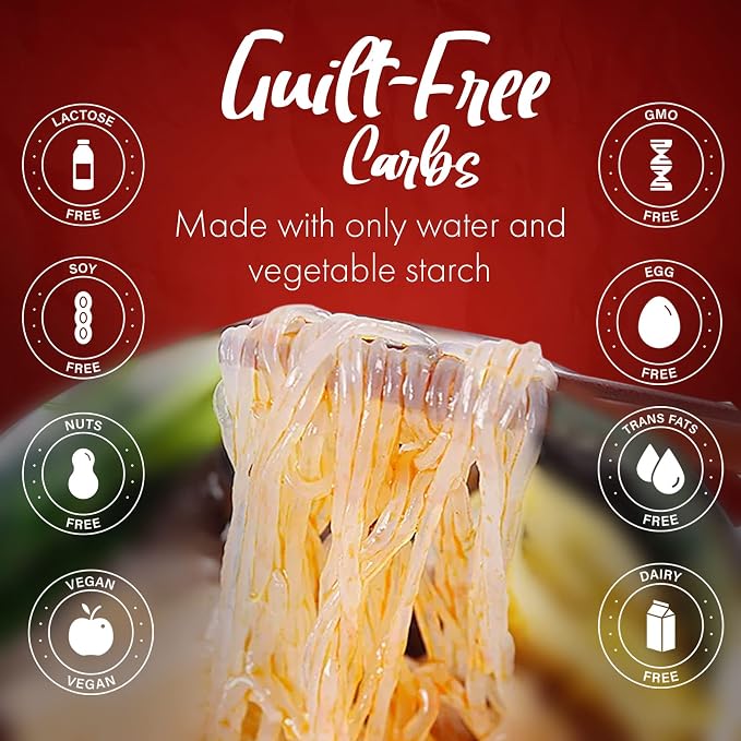 Fusion Select 4 Packs Sweet Potato Glass Noodles - Zero-Fat, Low-Calorie, No-Sodium Diet-Friendly, Gluten-Free, Vegan, Stir-Fry, Dumplings, Hot Pot - For Chinese, Korean Recipes - 7.05oz