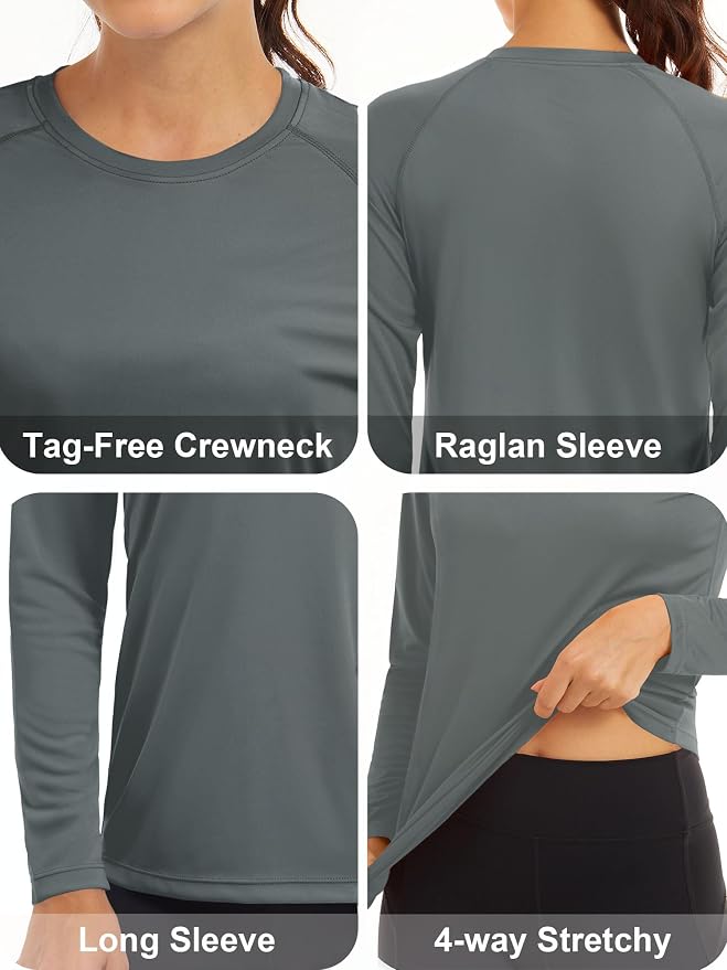 MAGCOMSEN Women's Long Sleeve Shirts UPF 50+ Sun Protection Shirts for Hiking Fishing Workout Rash Guard