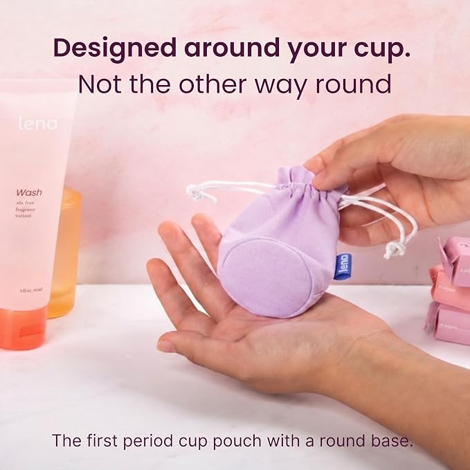 Lena Menstrual Cup Storage Bag - 100% Cotton Drawstring Pouch for Menstrual Cups, Period Cup Carrying Case, Breathable Cup Holder Bag for Travel and Storage, Disc Container, Light Purple