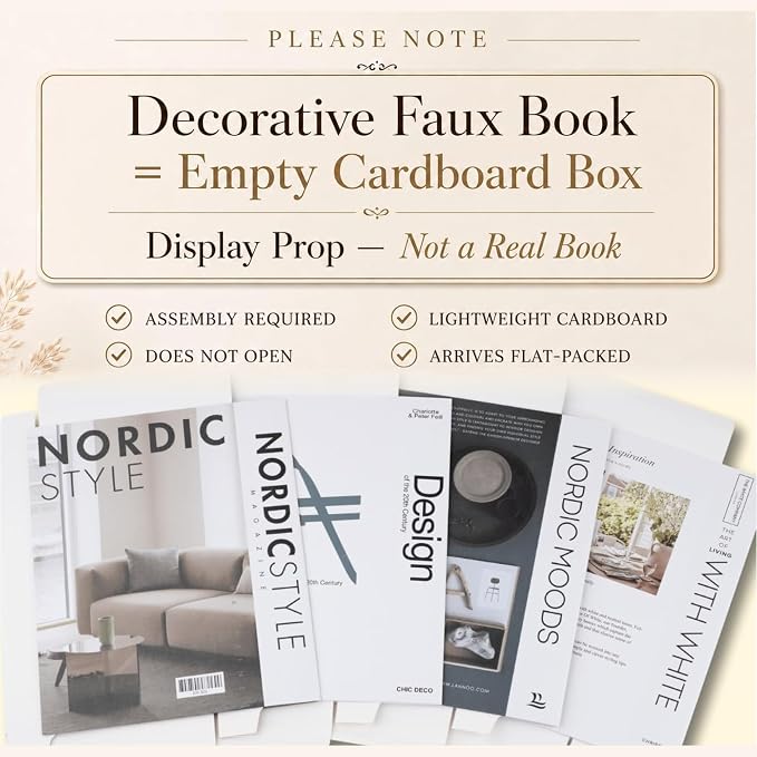 4 Pcs Decorative Books | Faux Black Coffee Table & Shelf Decor | Bold Modern Look for Living Room, Office and Entryway - Not Real, Tool-Free 2-Min Setup