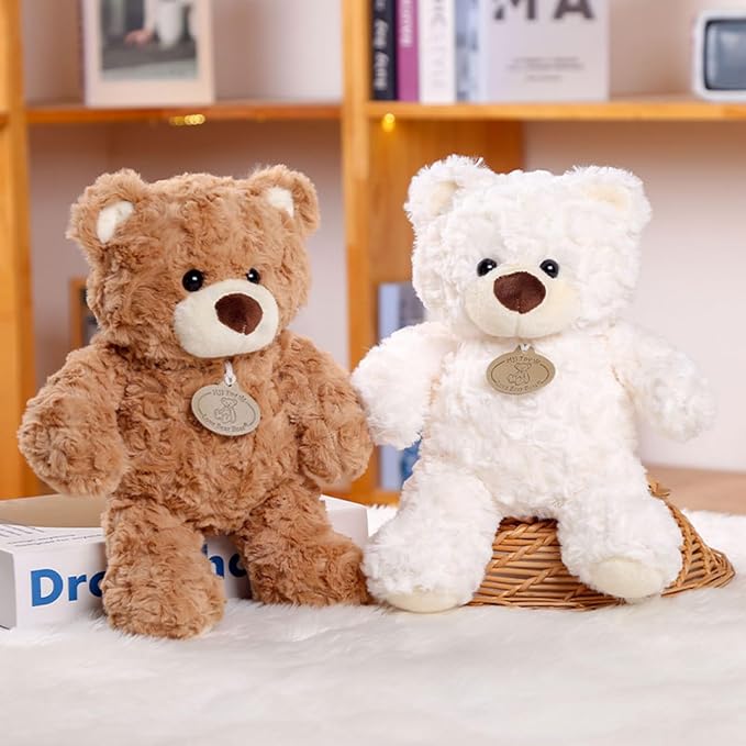 9.8 Inch Soft Teddy Bear Plush Toy, Cuddly Stuffed Animal for Kids & Toddlers, Brown Fluffy Plushie, Gift for Birthday, Valentine's Day, Christmas (Light Brown)