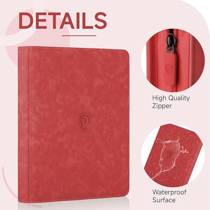 9 Pocket Card Binder,360 Pockets Trading Card Binder,Double Sided Pocket Collection Binder,Card Folder for MTG,TCG,Game Cards,Sport Cards,Red