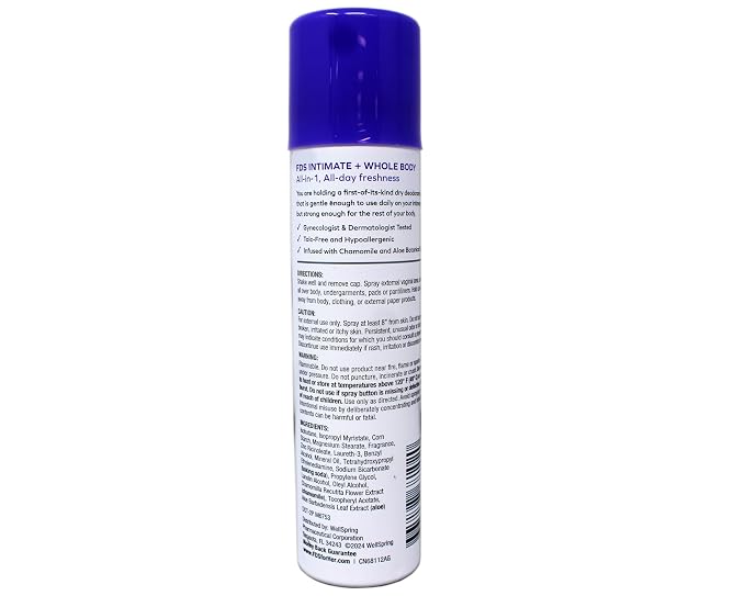 FDS Intimate + Whole Body Dry Deodorant Spray, Baby Powder, 2 OZ - 4 Pack