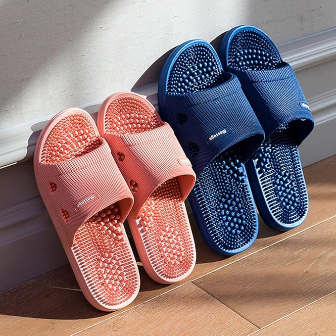 Acupressure Massage Slippers for Plantar Fasciitis for Women Acupuncture Slippers Arthritis Neuropathy Pain Relief Non-Slip Massage Sandals Womens Stress Relief Gifts for Bath (US Women 5.5-6, Pink)