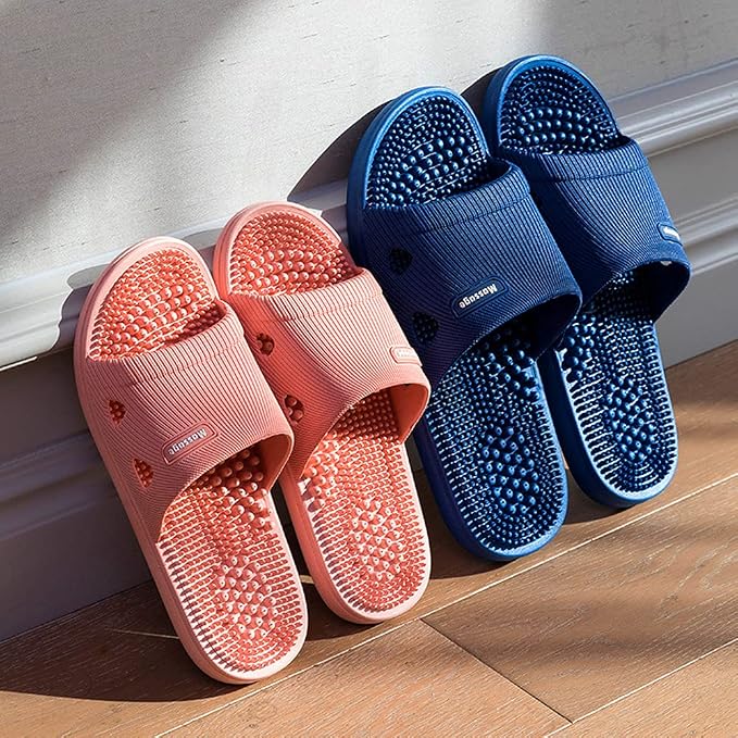 Acupressure Massage Slippers for Plantar Fasciitis for Women Acupuncture Slippers Arthritis Neuropathy Pain Relief Non-Slip Massage Sandals Womens Stress Relief Gifts for Bath (US Women 7.5-8, Pink)