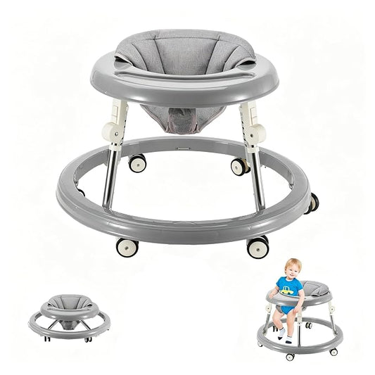 Folding Baby Walker,Height Adjustable Baby Walker for Babys 6-18 Months (Gray)
