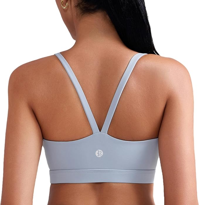 RUNNING GIRL Sports Bras for Women,Light Impact Molded Cup Strap Sports Bra with Sewn in Pads,Best for A-C Cup