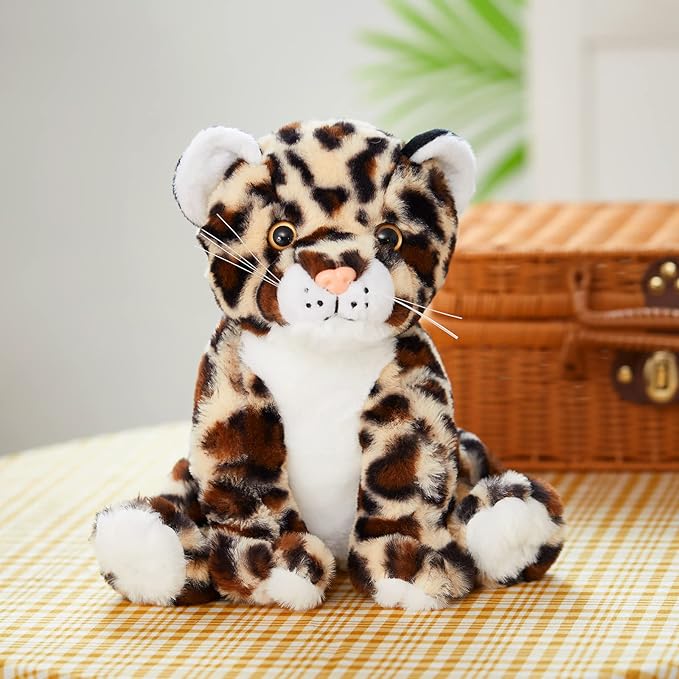 BSTAOFY 10’’ Light up Cheetah Stuffed Animal, Plush LED Leopard Plush Night Light, Companion Bedtime Jungle Toys Glow Afraid of Dark, Valentines Birthday for Toddler Kids Boys