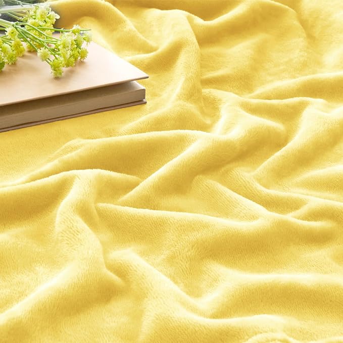 BEDELITE Fleece Blanket Soft Plush Twin Size Blanket Light Yellow 60"x80" | Ultra Soft Fleece, Plush Microfiber, Lightweight Warmth, All Season Comfort, Fade Resistant, Machine Washable, Couch Sofa Bed