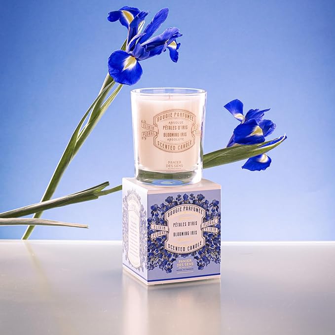 Panier des Sens Iris Long-Lasting Scented Candle, 6.3 oz | Hand-Poured In Provence | Up To 55 Hours Burn Time | 100% Natural Cotton Wick | Long-Lasting French Home Fragrance