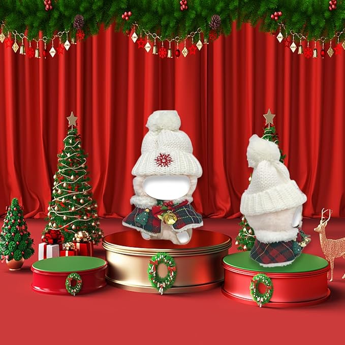 17cm Doll Clothes for,Doll Outfit Set Knitted Clothes Accessories 2-Piece of Christmas Hat & Capes Set or Christmas Tree Sweater for 6.7in Dolls Winther Clothing (Happy Bell)
